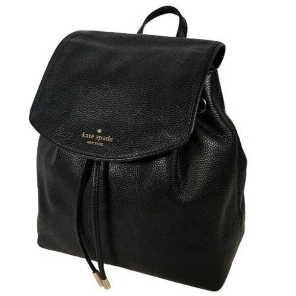 Kate Spade Backpack Purse Mulberry Street Small Breezy Black Pebbled Leather Bag - Picture 3 of 16
